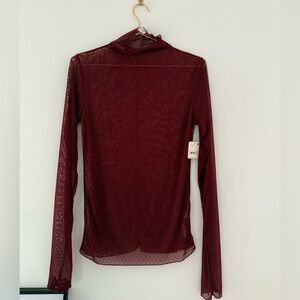 Free People Deep Red Sheer Blouse